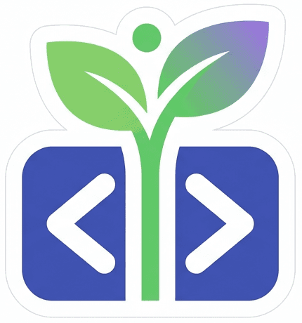 ByteSprouts Academy emblem: a sprout growing from code brackets